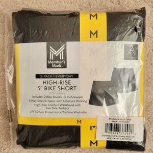 MEMBER'S MARK Ladies 5" High Rise Bike Shorts 2PC Black/Blue Cove